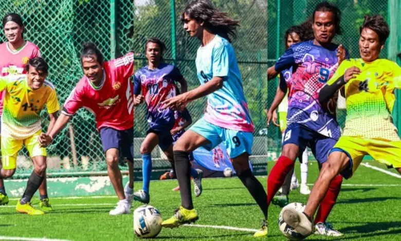 Transgender football players participating in the newly launched Transgender League under Jamshedpur Super League