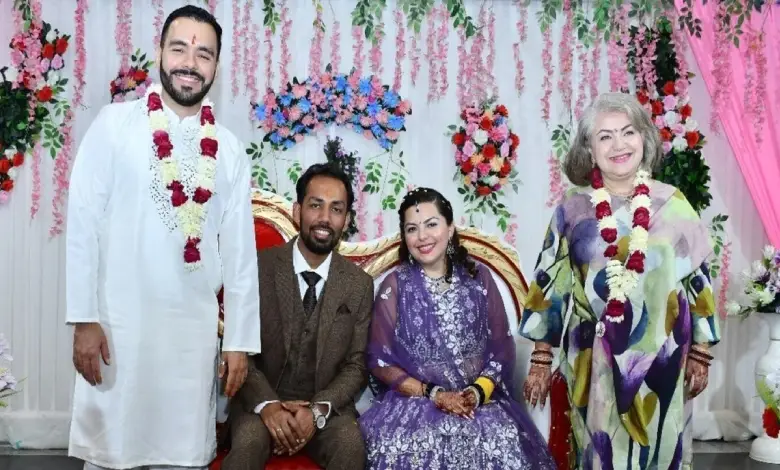 Indian groom and Mexican bride during a traditional Hindu wedding ceremony in Rasulabad, Uttar Pradesh.
