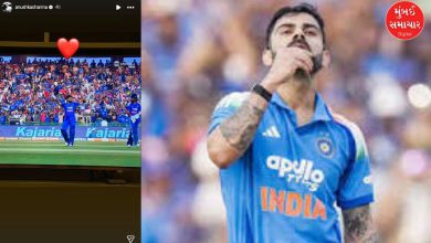 અનુષ્કા શર્માએ વિરાટ કોહલીની 53મી વનડે સદીની ઉજવણીમાં હાર્ટ ઇમોજી સાથે ફોટો શેર કર્યો.