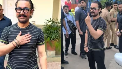 મુંબઈમાં મતદાન કર્યા બાદ પત્રકારો સાથે વાત કરતો અભિનેતા આમિર ખાન.