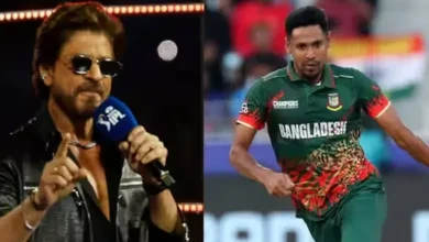 શશિ થરૂર, શાહરૂખ ખાન અને મુસ્તફિઝુર રહેમાનની તસવીર - KKR અને BCCI વિવાદ.