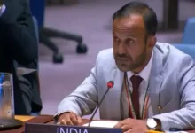 Indian representative Eldos Mathew Punnoose addressing the UN General Assembly.