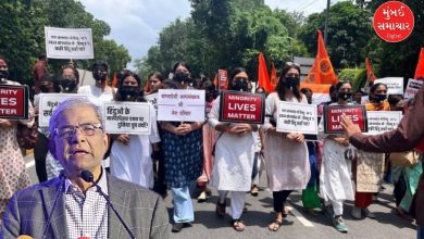 બાંગ્લાદેશમાં હિંદુઓ વિરુદ્ધ હિંસા અને વિરોધ પ્રદર્શનનું પ્રતિકાત્મક ચિત્ર.