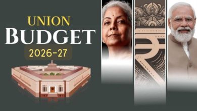 નાણાં પ્રધાન નિર્મલા સીતારમણ અને સંસદ ભવનનું બજેટ સત્ર 2026નું પ્રતીકાત્મક ચિત્ર.