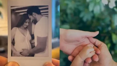 વિકી કૌશલ અને કેટરિના કૈફની પુત્રના નામની જાહેરાત કરતી સોશિયલ મીડિયા પોસ્ટની તસવીર.