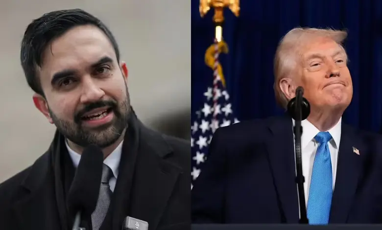 ન્યૂ યોર્કના મેયર ઝોહરાન મમદાની અને વેનેઝુએલાના રાજકીય સંકટને દર્શાવતી તસવીર.