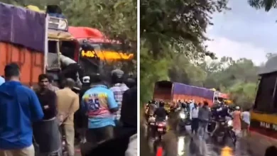 મુંબઈ આરે કોલોનીમાં વરસાદી માહોલ વચ્ચે ટ્રક અને બેસ્ટ બસ વચ્ચે થયેલા અકસ્માતનું