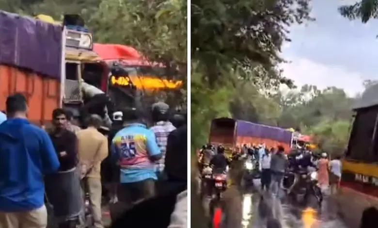 મુંબઈ આરે કોલોનીમાં વરસાદી માહોલ વચ્ચે ટ્રક અને બેસ્ટ બસ વચ્ચે થયેલા અકસ્માતનું