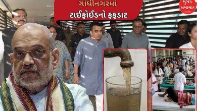 ગાંધીનગર સિવિલ હોસ્પિટલના પીડિયાટ્રિક વોર્ડમાં સારવાર લઈ રહેલા ટાઈફોઈડ અસરગ્રસ્ત બાળકો અને આરોગ્ય અધિકારીઓની સમીક્ષા બેઠક.