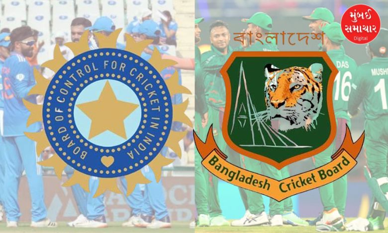 India and Bangladesh cricket teams before international match