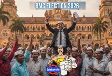 A group of Mumbai Dabbawalas celebrating and distributing sweets after the election result.