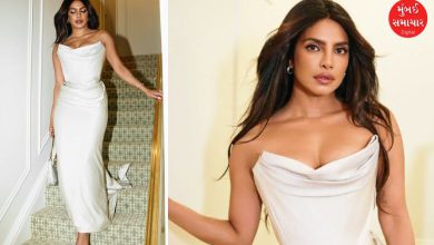 વ્હાઈટ ઓફ-શોલ્ડર ડ્રેસમાં પ્રિયંકા ચોપ્રા અને બ્લેક સૂટમાં નિક જોનાસનો સ્ટાઇલિશ અંદાજ.