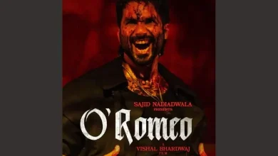 O'Romeo ફિલ્મનું પોસ્ટર જેમાં શાહિદ કપૂરનો ટેટૂ વાળો હાથ અને ખૂંખાર લુક દેખાય છે.