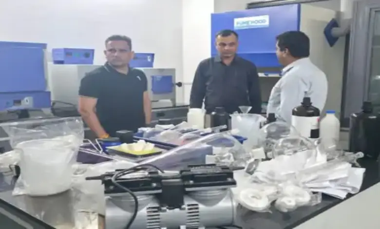 Police raid on illegal drug manufacturing unit