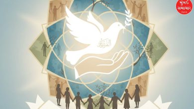 શાંતિ અને માનવતાનો સંદેશ આપતો ઇસ્લામિક ઉપદેશ દર્શાવતું પ્રતિકાત્મક ચિત્ર.