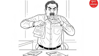 પુણે ચૂંટણીમાં શિવસેનાના ઉમેદવાર એબી ફૉર્મ ફાડી રહ્યા હોવાનું પ્રતિકાત્મક લાઇન આર્ટ ચિત્ર.