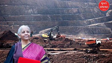 કેન્દ્રીય બજેટ 2026માં ખનીજ ક્ષેત્ર માટે કરવામાં આવેલી જાહેરાતો અને નિર્મલા સીતારમણનો લોકસભાનો ફોટો.