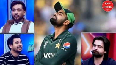 ભારત વિરુદ્ધ પાકિસ્તાન ક્રિકેટ મેચ અને પાકિસ્તાની કેપ્ટન બાબર આઝમની તસવીર.