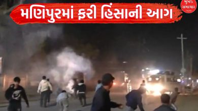 Security forces firing tear gas shells to disperse a large crowd protesting near Churachandpur during the Manipur government swearing-in.