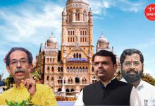 મુંબઈ મહાનગરપાલિકા (BMC) મુખ્યાલય અને મેયર પદની ચૂંટણીમાં સ્પર્ધા કરતા પક્ષોના પ્રતીકો.