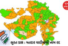 How many voters' names were cancelled from the assembly constituency with a high Patidar population in Surat?