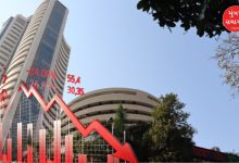 શેરબજારમાં કડાકાને કારણે નિરાશ થયેલા રોકાણકારો અને સેન્સેક્સ ગ્રાફમાં ઘટાડો દર્શાવતી તસવીર.