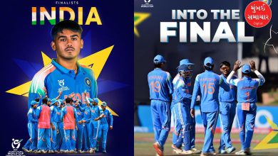 ભારતીય અન્ડર-19 ક્રિકેટ ટીમનો વિજય ઉત્સવ અને સેન્ચુરી ફટકારનાર બેટ્સમેન આરોન જ્યોર્જ.