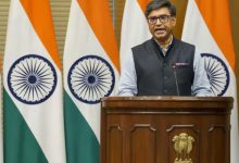 Foreign Secretary Vikram Misri addressing a press conference regarding India's energy policy.